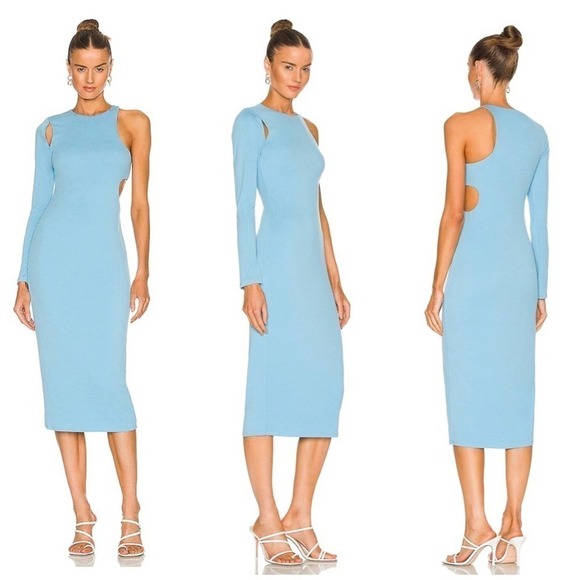 H:ours Joelle Midi Dress in Cyan Blue Size S - Picture 1 of 12